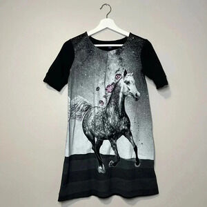 GAP Short Sleeve Horse Print T-Shirt Dress
